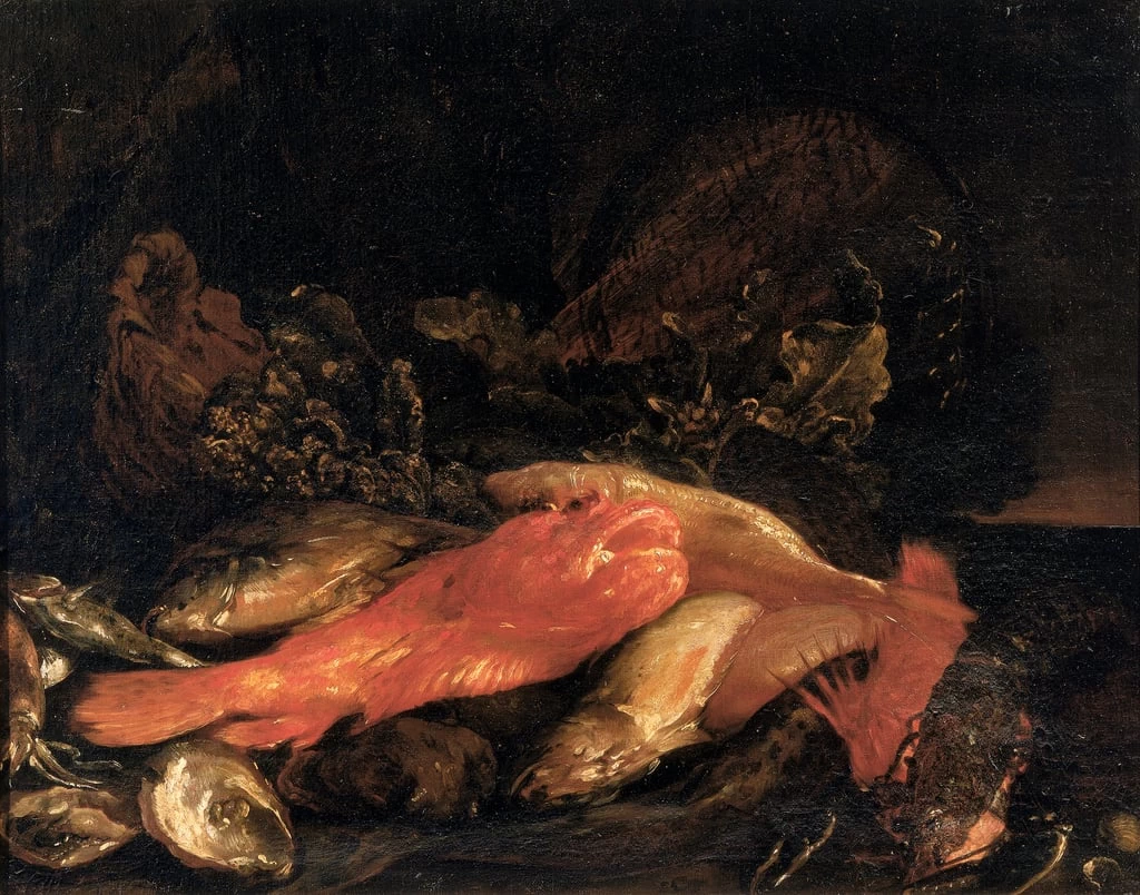 Pesce e ostriche - Museum of Still Life, deposits, Poggio a Caiano, Firenze